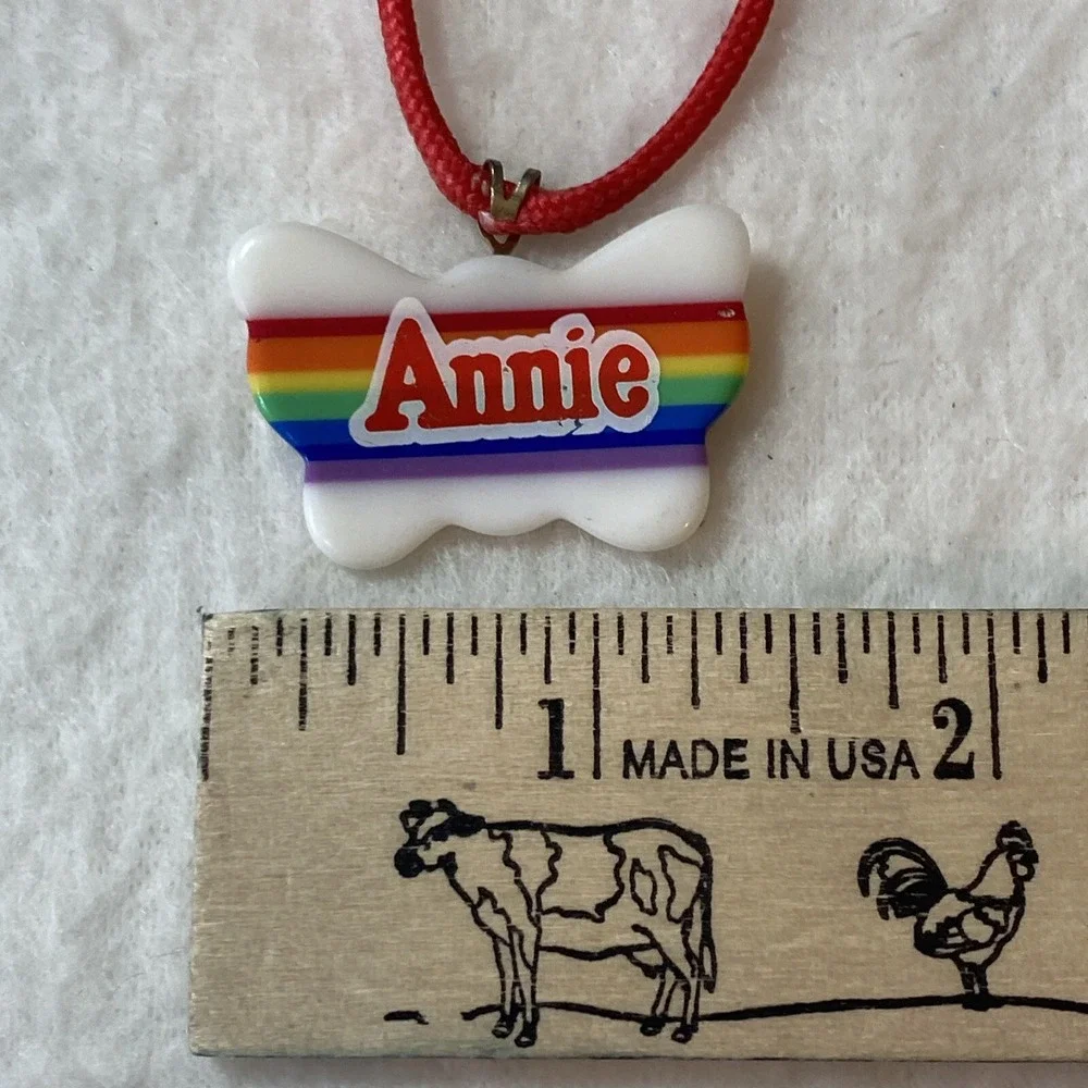 Little Orphan Annie Necklace Plastic Metal‎ Pin Butterfly Heart Sandy Rainbow